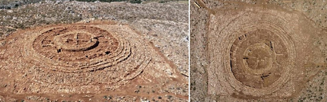 Papoura Hill, near Kastelli, Crete---round Middle Minoan ritual structure, found June 2024