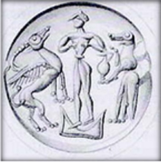 MAN STANDING ON HORNS